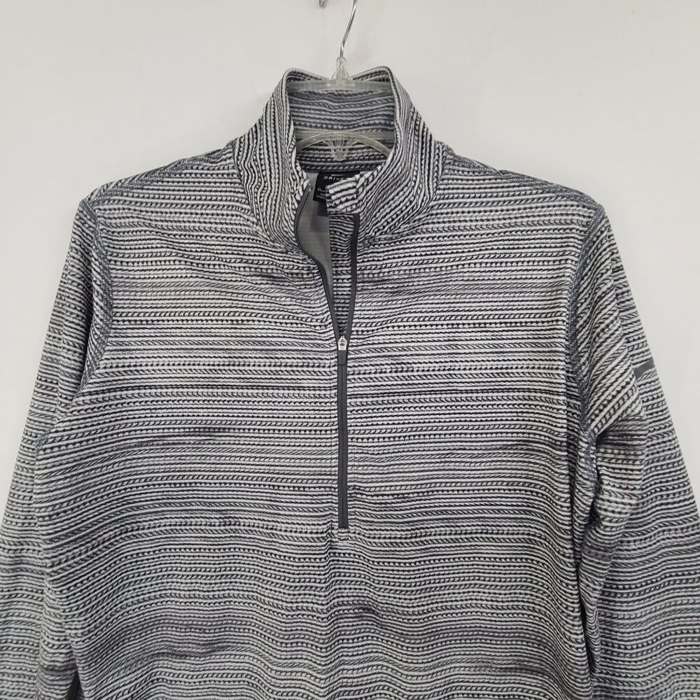 Nike Gray & White Half-Zip Striped Pullover Sweatshirt - Picture 3 of 7
